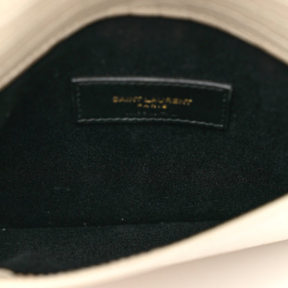 Saint Laurent Calfskin Crocodile Embossed Monogram Uptown Baby Pouch Perle 4 of 7