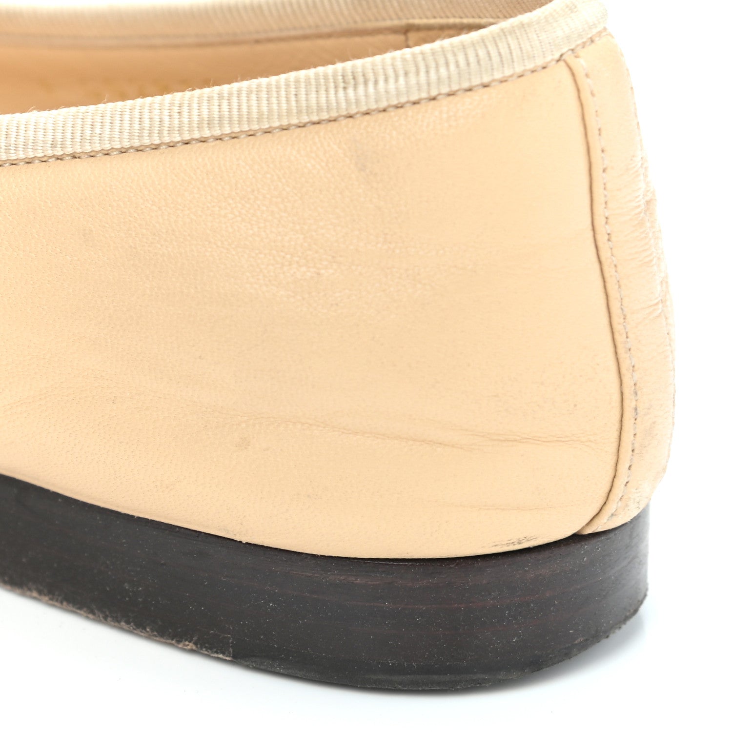 Chanel Lambskin Cap Toe Ballerina Flats 38 Beige Black 9 of 18