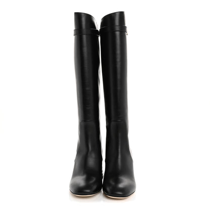 Fendi Calfskin Knee High Promenade Block Heel Boots 36 Black 2 of 7