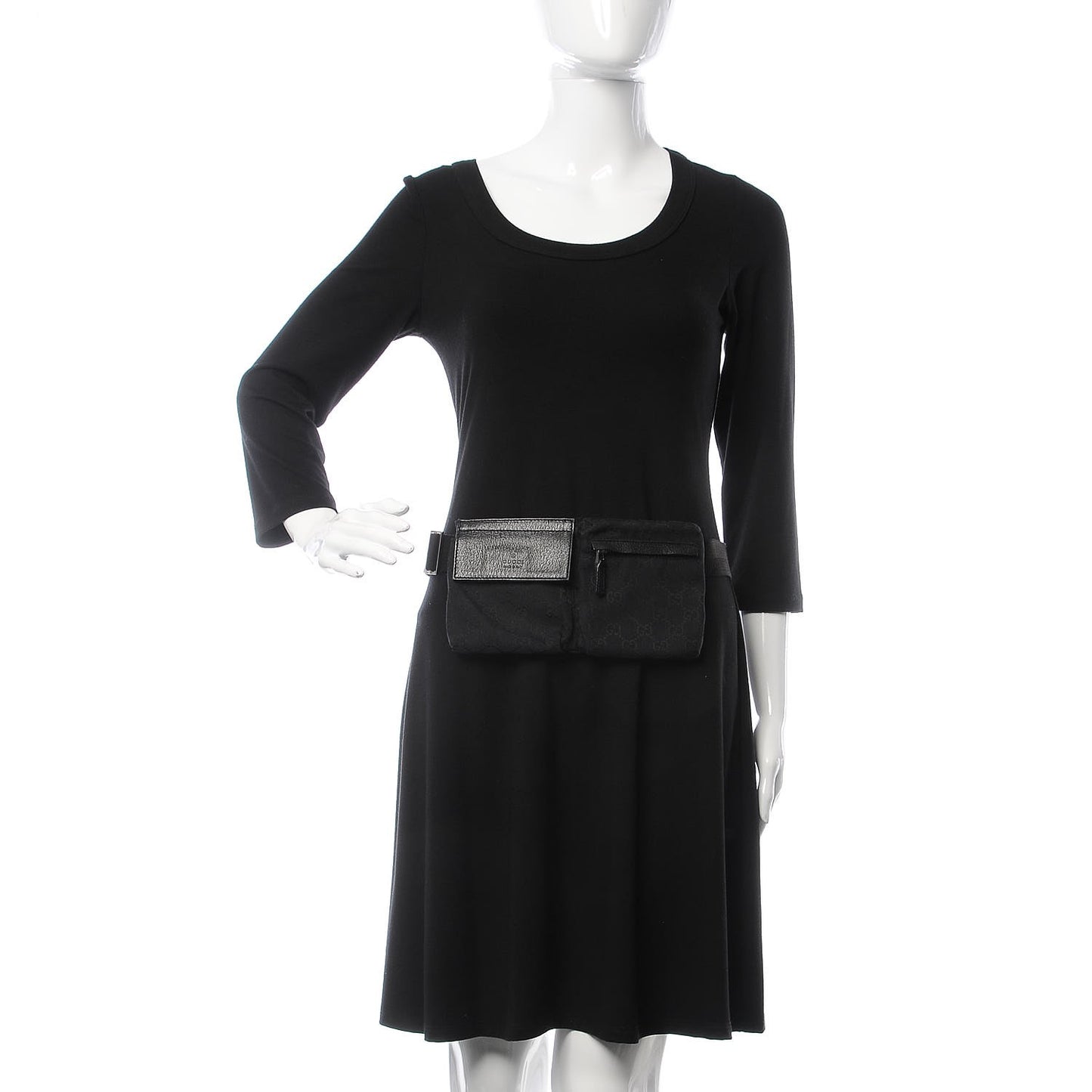 GG Monogram Double Pocket Belt Bag Black