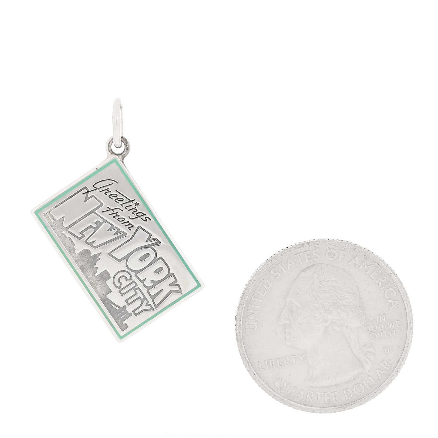 Sterling Silver Enamel New York Postcard Charm Blue
