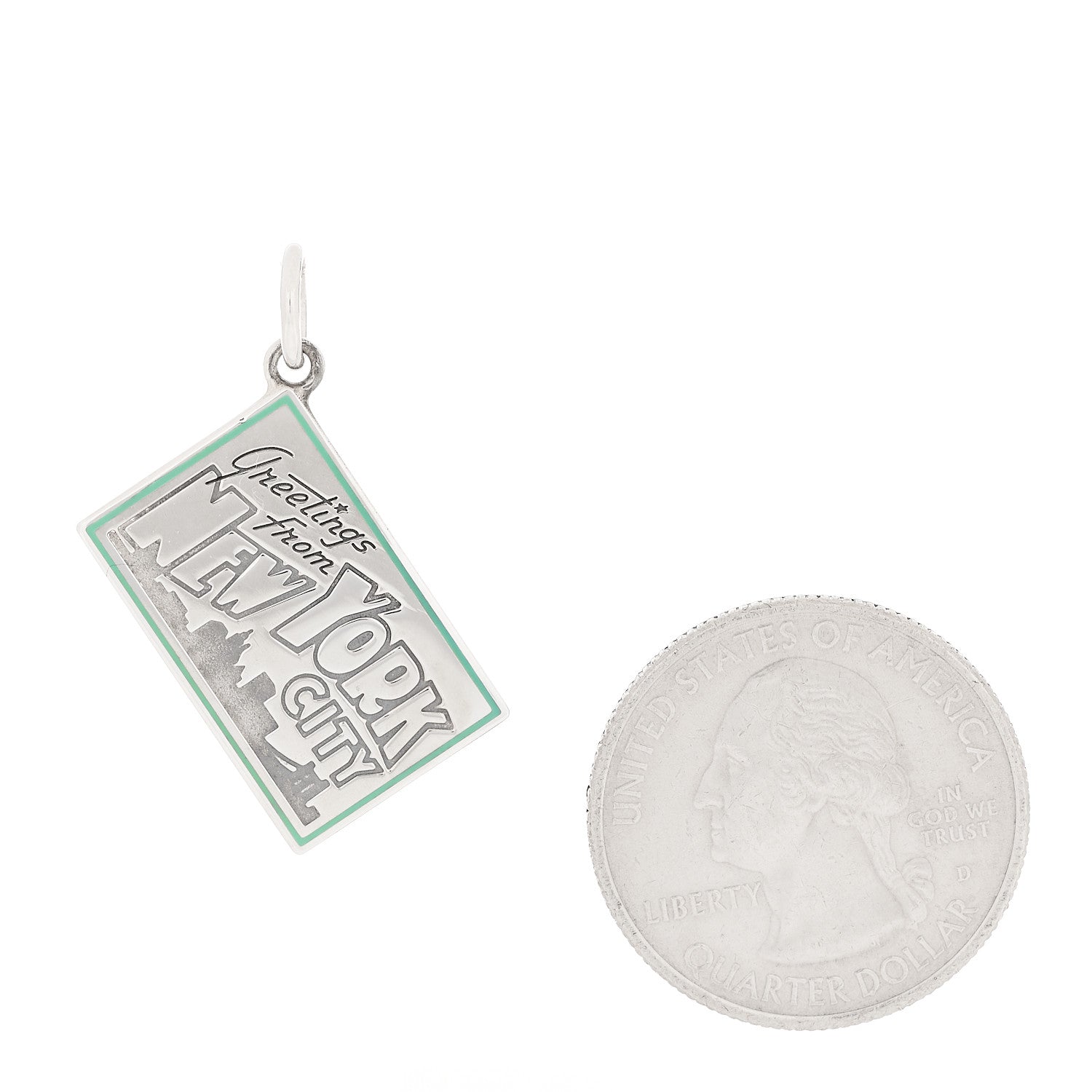 Tiffany Sterling Silver Enamel New York Postcard Charm Blue 2 of 5