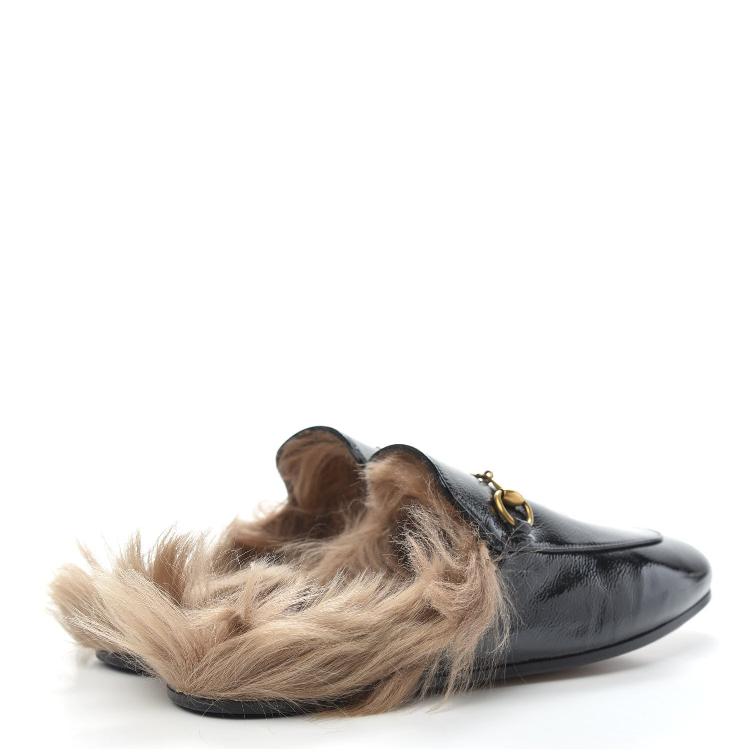 Gucci Patent Fur Womens Princetown Slippers 37.5 Black 4 of 7