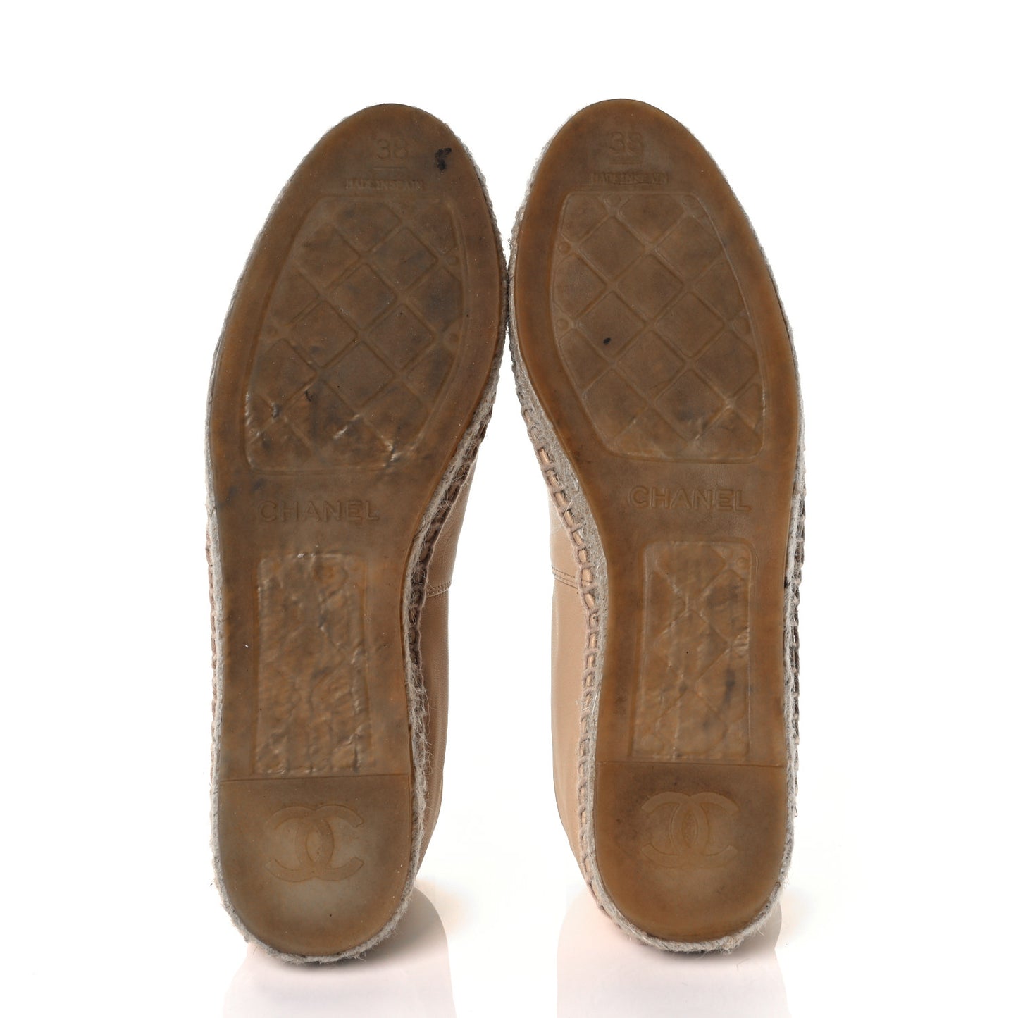 Lambskin CC Espadrilles 38 Beige Black