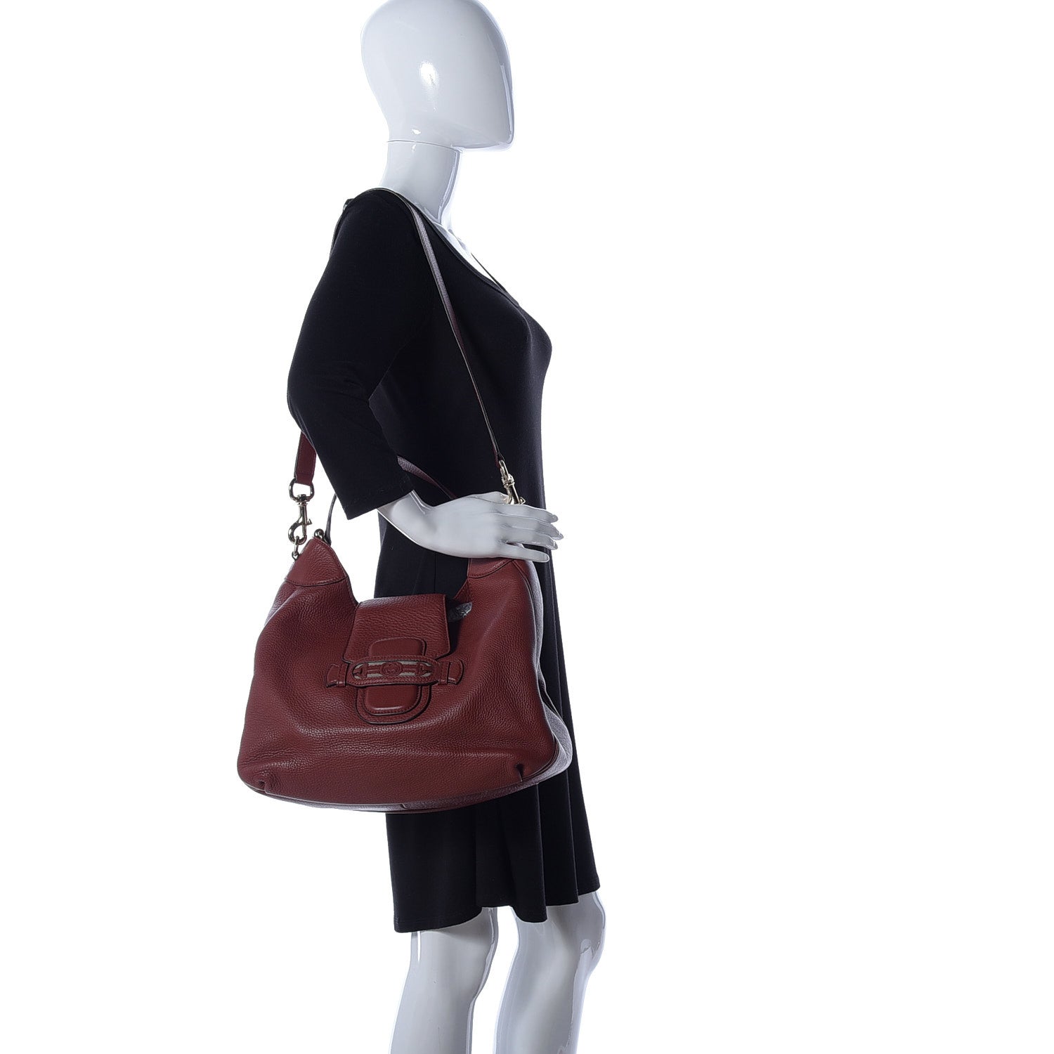 Gucci Calfskin Web Medium Dressage Hobo Red 2 of 12