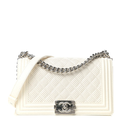 Chanel Lambskin Perforated Medium Boy Flap White 1 of 11