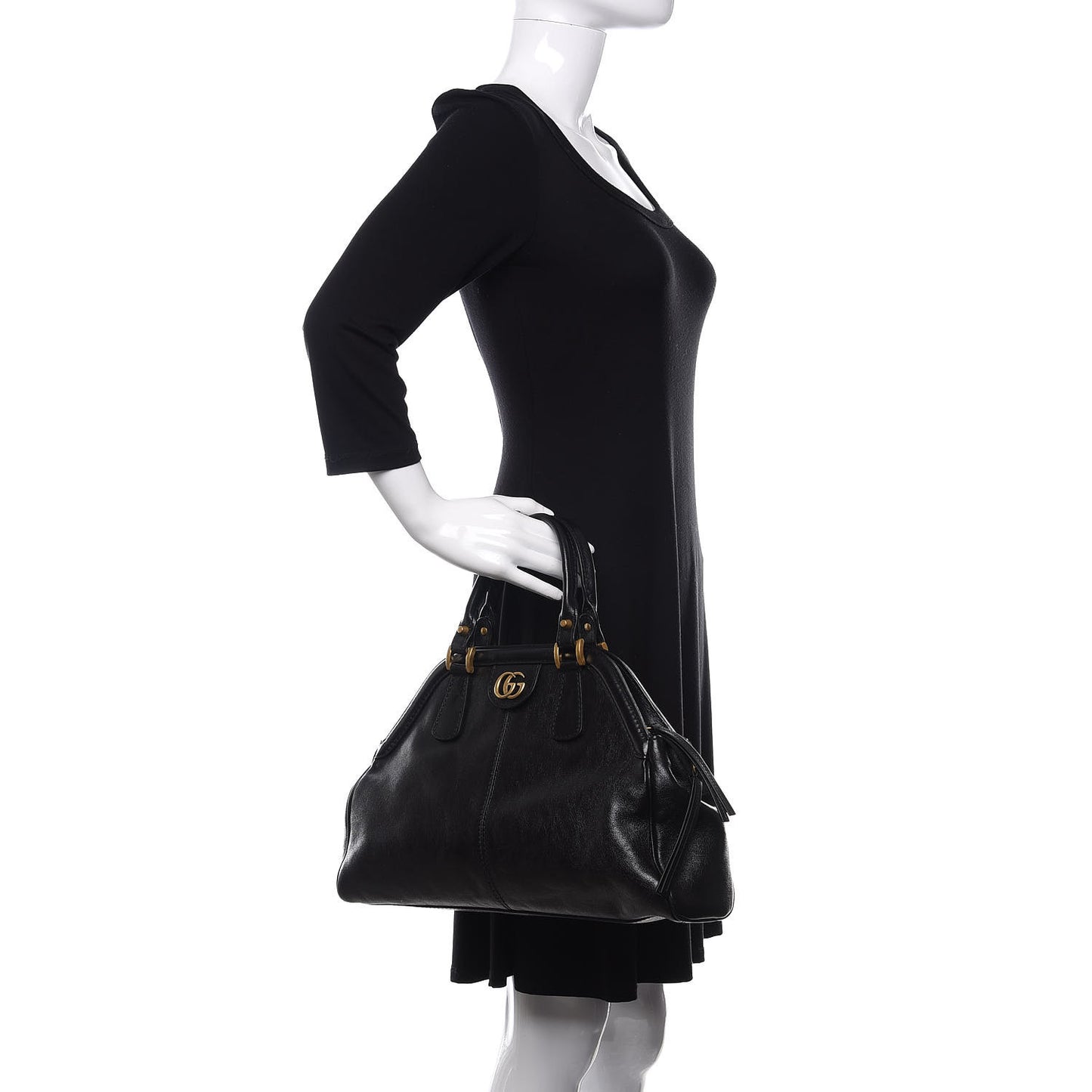 Calfskin Medium Re(Belle) Top Handle Bag Black
