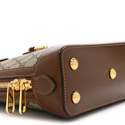 Gucci GG Supreme Monogram Azalea Calfskin Small Horsebit 1955 Top Handle Bag Beige Ebony Brown Sugar 10 of 11