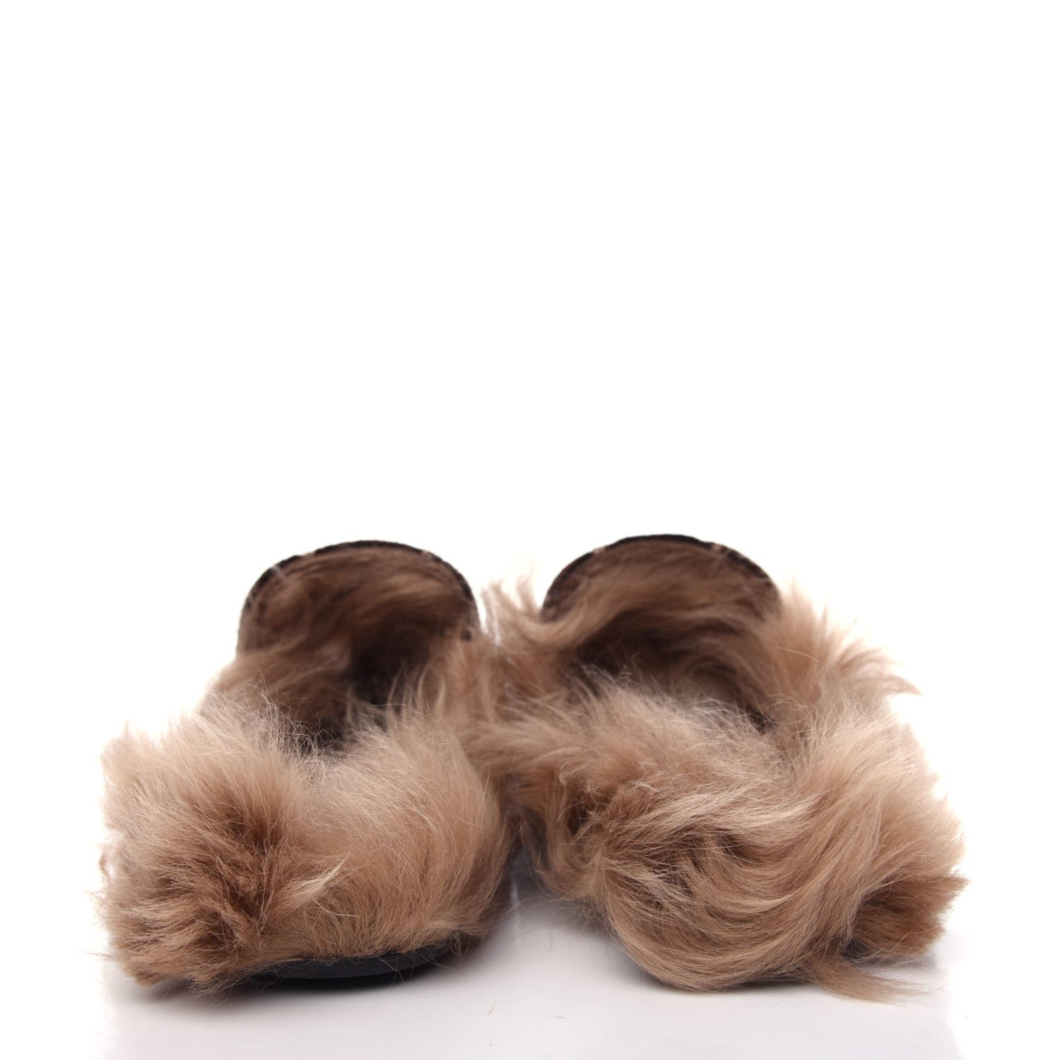 Gucci Velvet GG Monogram Fur Womens Princetown Slippers 37.5 Brown Black Natural 7 of 10