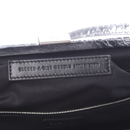 Balenciaga Metallic Textured Calfskin Logo XL Cloud Clutch Silver 7 of 10