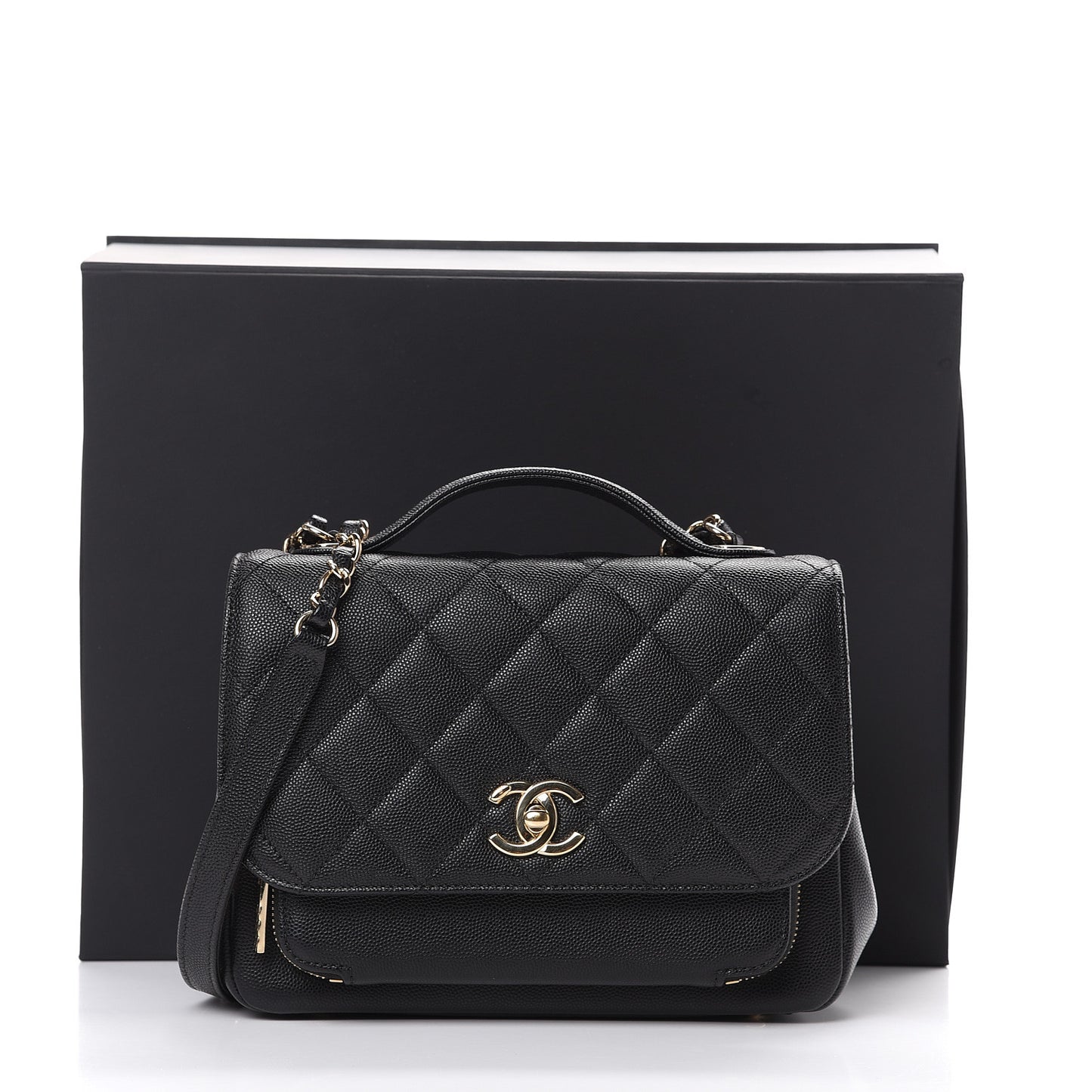 Caviar Quilted Small Business Affinity Flap Black