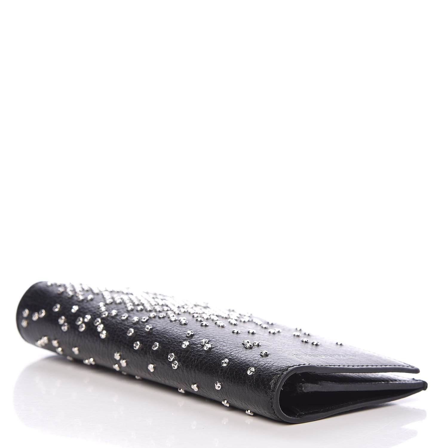 Alexander McQueen Calfskin Studded Folded Long Wallet Black 4 of 10
