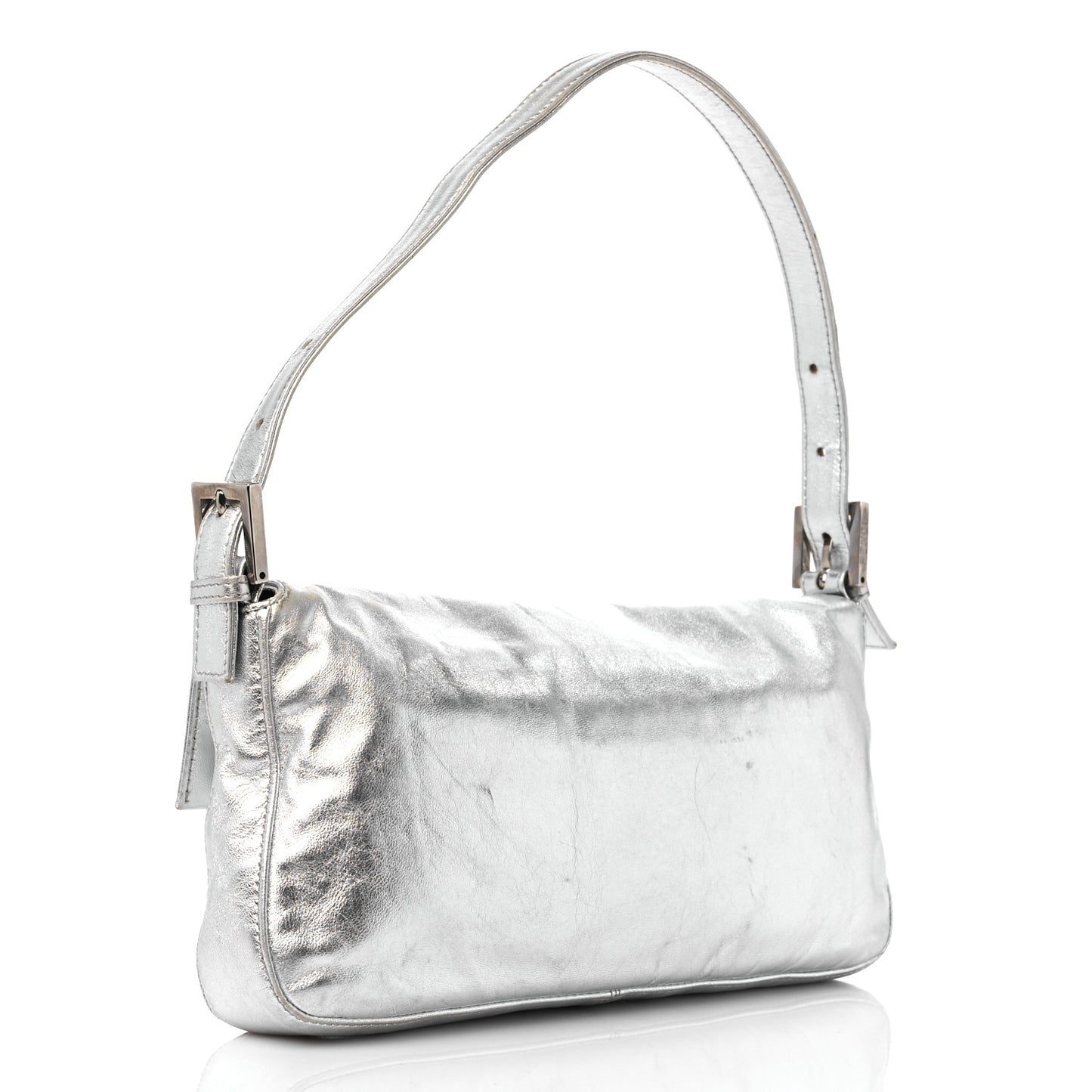 Metallic Calfskin Baguette Silver