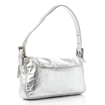 Fendi Metallic Calfskin Baguette Silver 3 of 14