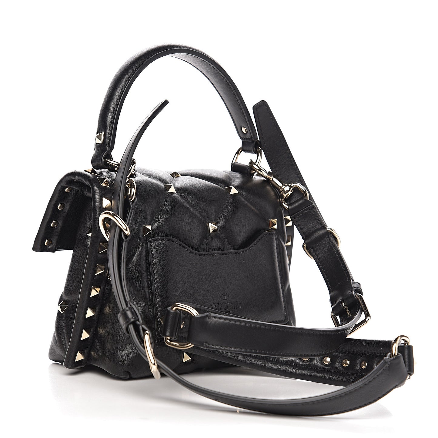 Nappa Mini Candystud Top Handle Bag Black