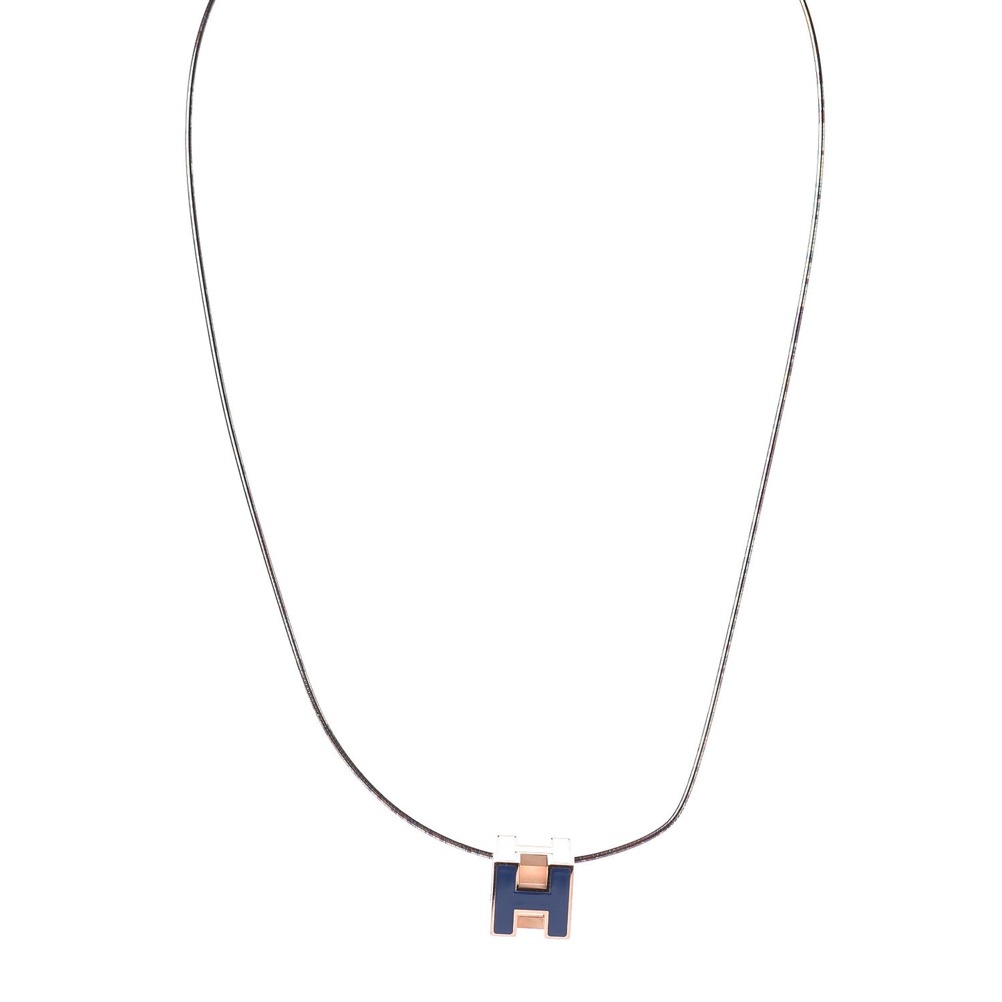 Rose Gold Lacquered Cage d'H Pendant Necklace Marine