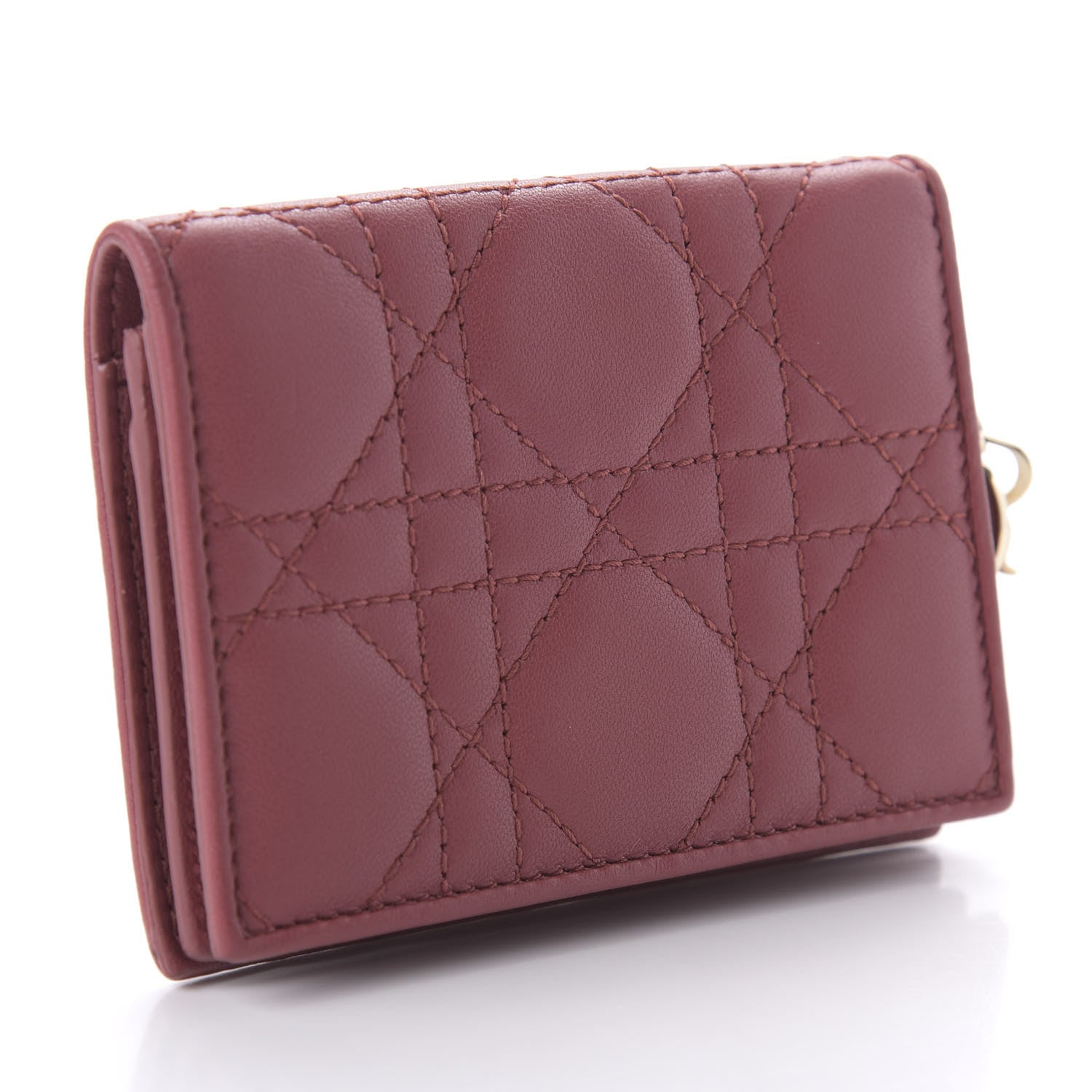 Christian Dior Lambskin Cannage Small Lady Dior Flap Card Holder Burgundy 3 of 9