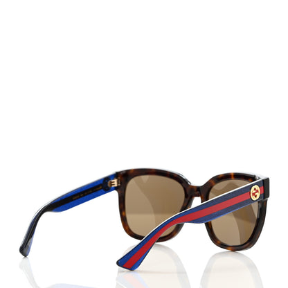 Gucci Acetate Square Frame Web Glitter Sunglasses GG0034S Brown Blue 4 of 8