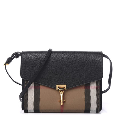 Burberry Derby Calfskin House Check Small Macken Crossbody Bag Black 1 of 11