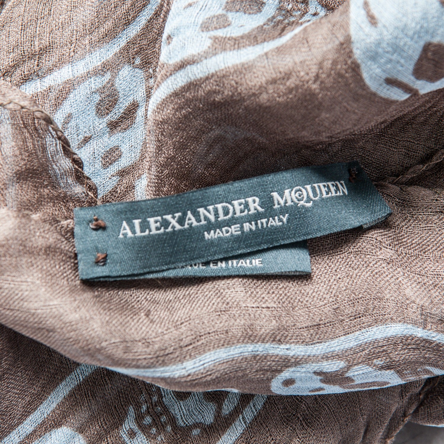 Alexander McQueen Silk Chiffon Skull Scarf Brown 4 of 5