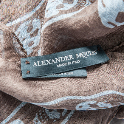 Alexander McQueen Silk Chiffon Skull Scarf Brown 4 of 5