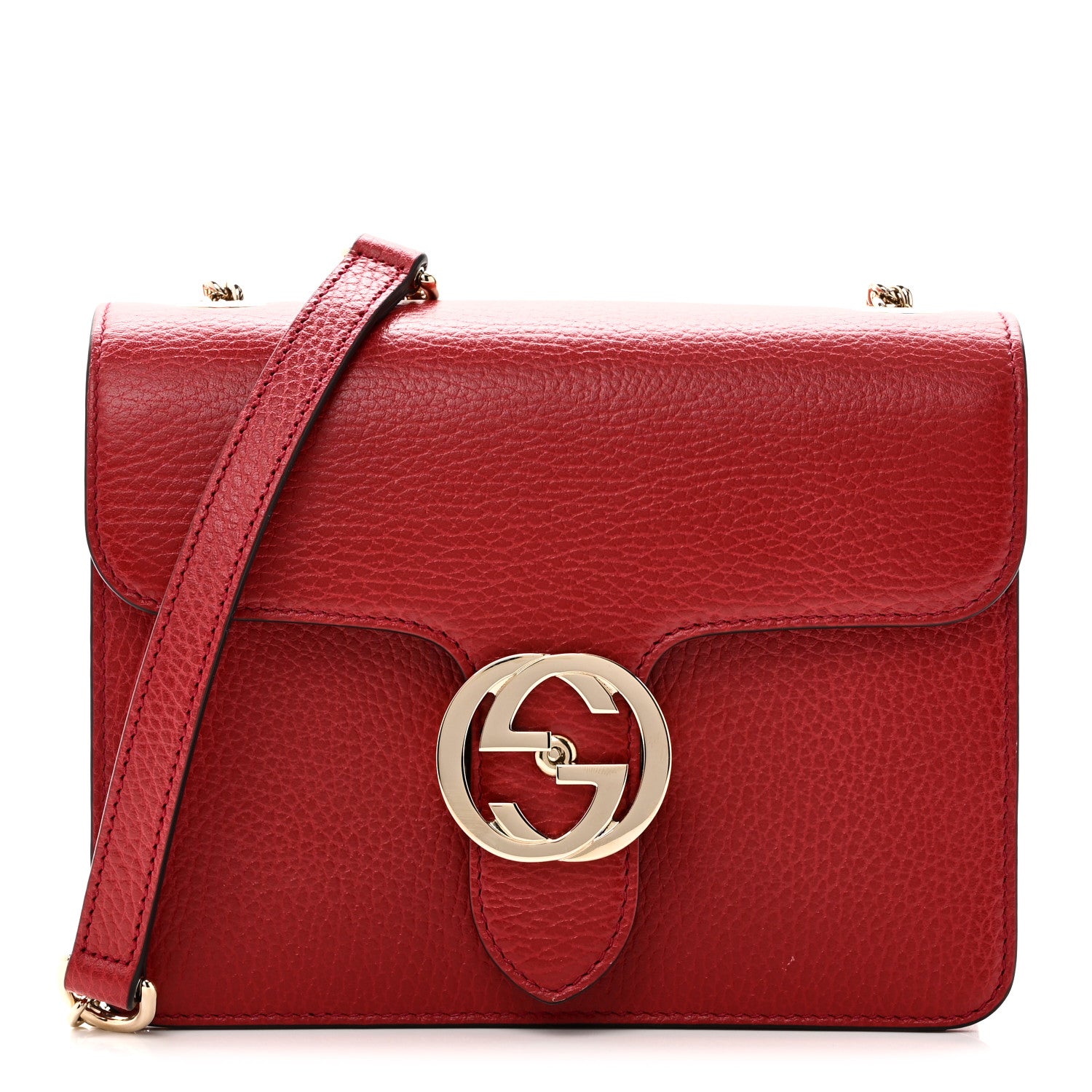 Gucci Dollar Calfskin Small Interlocking G Shoulder Bag Red 1 of 11