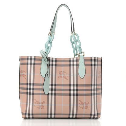 Burberry Calfskin Haymarket Check Small Reversible Tote Pale Opal 3 of 18