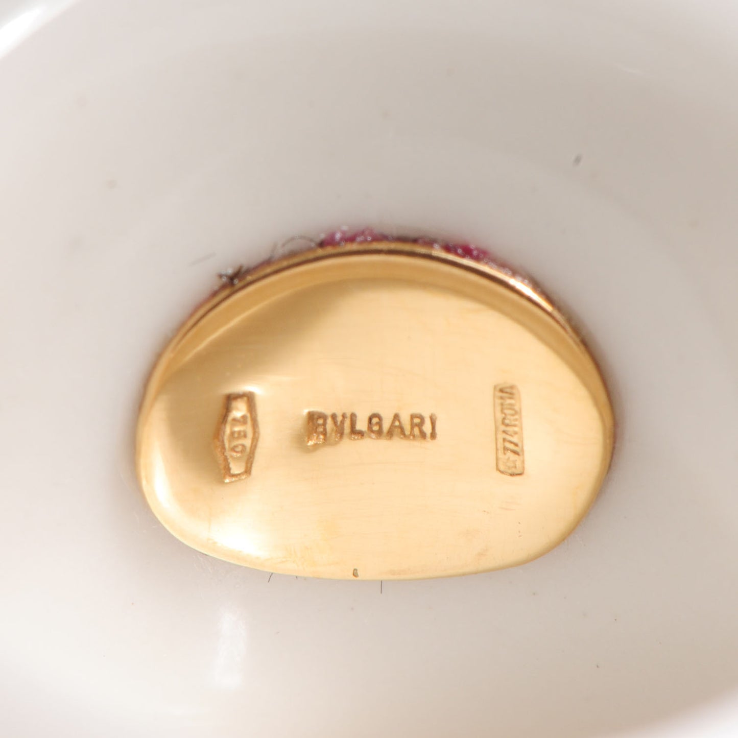 BVLGARI Porcelain 18K Gold Tourmaline Chandra Ring 5.25 Pink