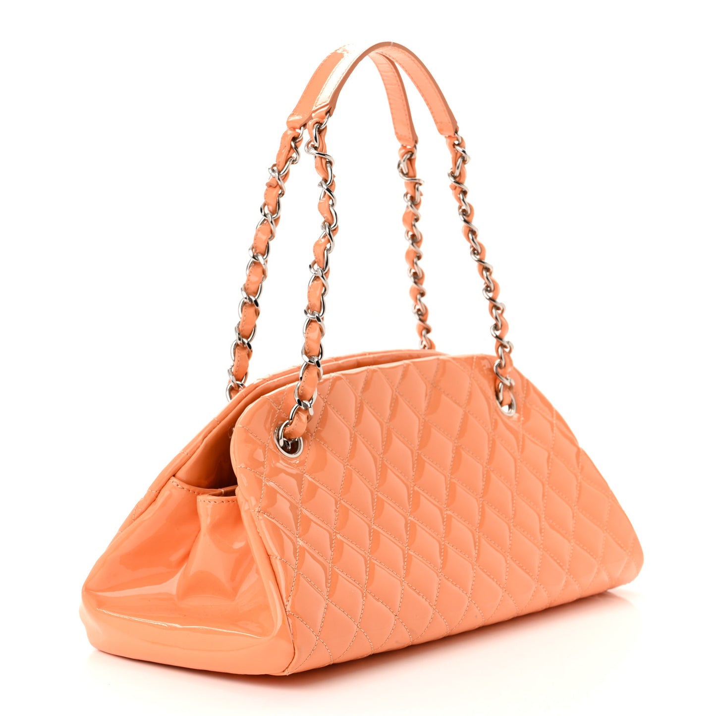 Patent Quilted Medium Just Mademoiselle Bowling Bag Orange