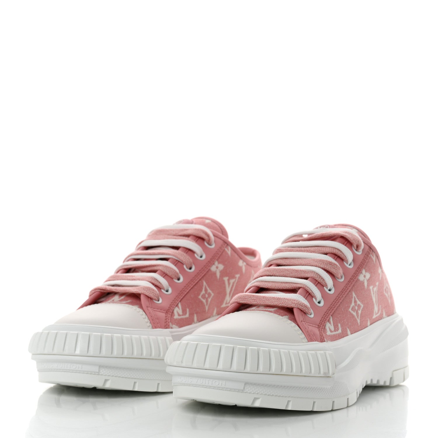 Louis Vuitton Denim Monogram Squad Sneakers 37.5 Pink 3 of 9