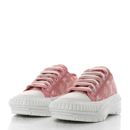 Louis Vuitton Denim Monogram Squad Sneakers 37.5 Pink 3 of 9