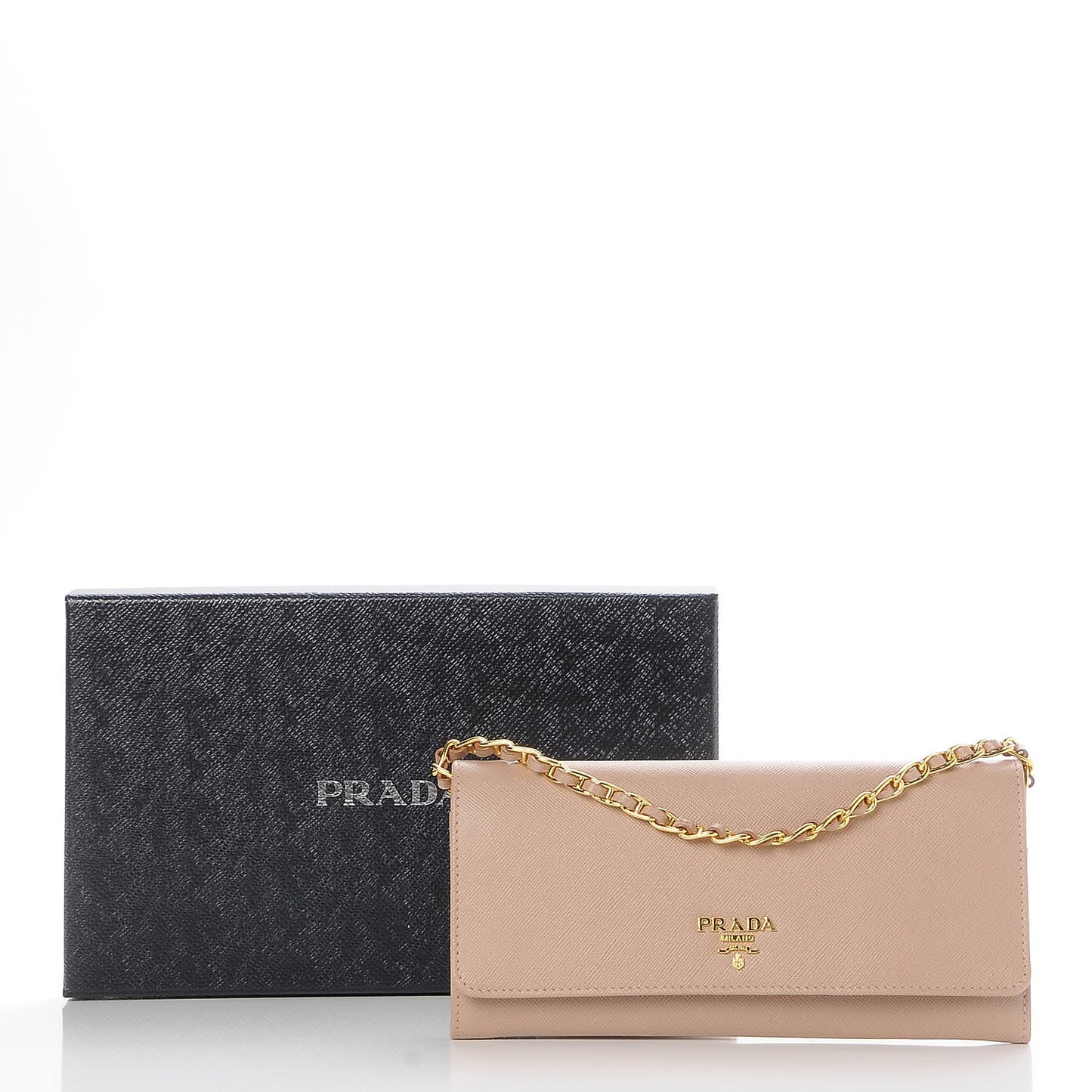 Saffiano Metal Oro Chain Wallet Cammeo