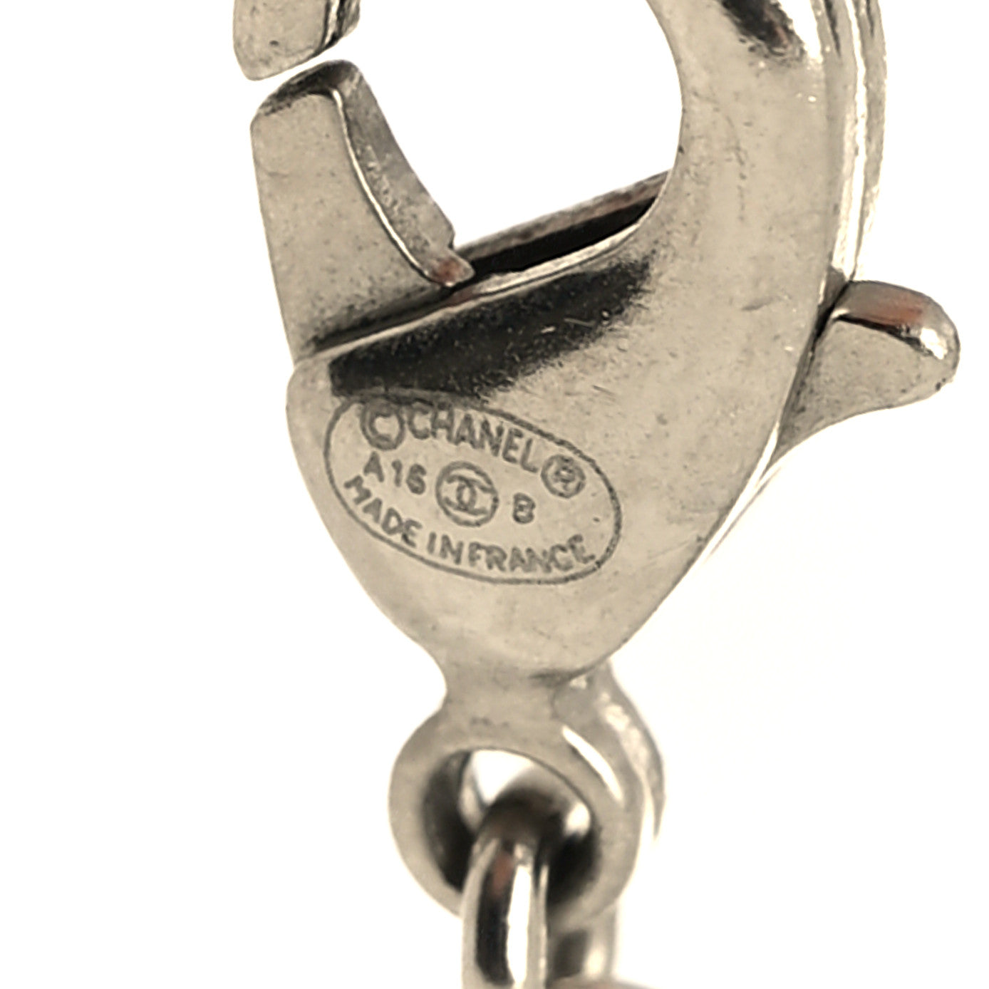 Chanel Pearl Crystal CC Pendant Necklace Silver 5 of 5