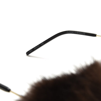 Saint Laurent Mink Fur Classic 11 Shields Sunglasses Gold 9 of 13