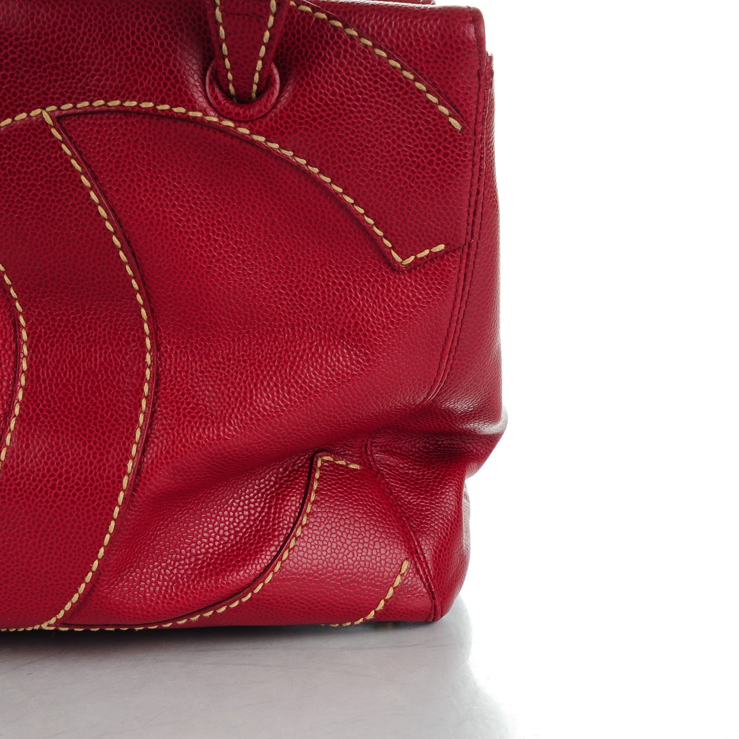 Chanel Caviar CC Stitched Tote Red 10 of 10