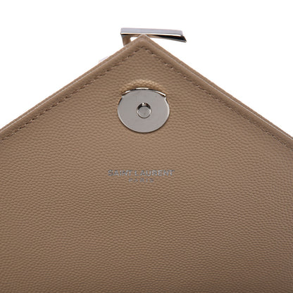 Saint Laurent Grain De Poudre Large Triquilt Monogram Satchel Dark Beige 7 of 7