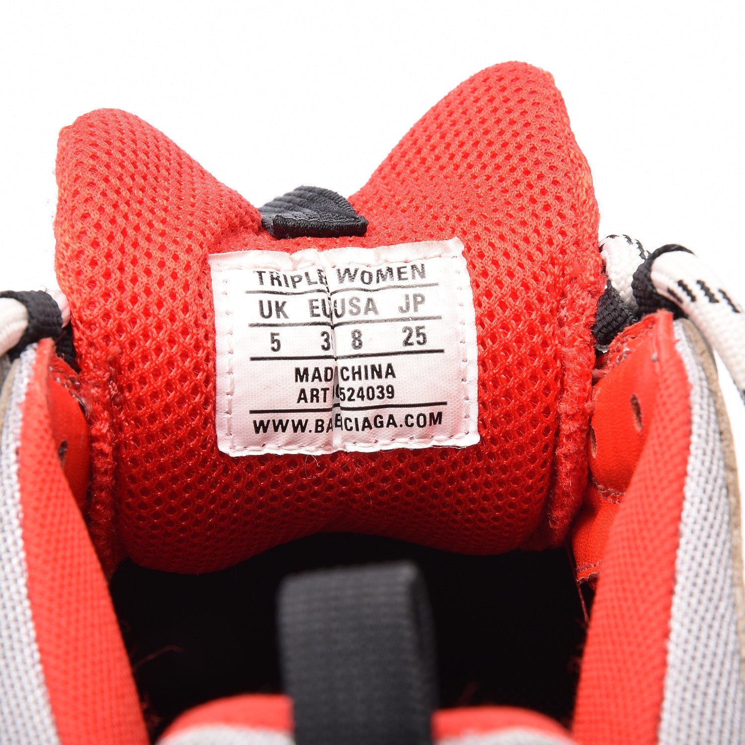 Balenciaga Fabric Mesh Womens Triple S Sneakers 38 Red Grey White 10 of 10