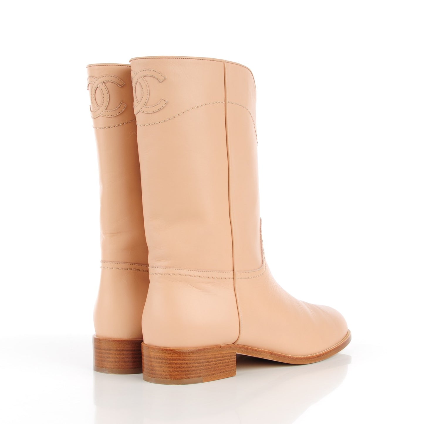 Calfskin Ascot CC Boots 42 Light Beige