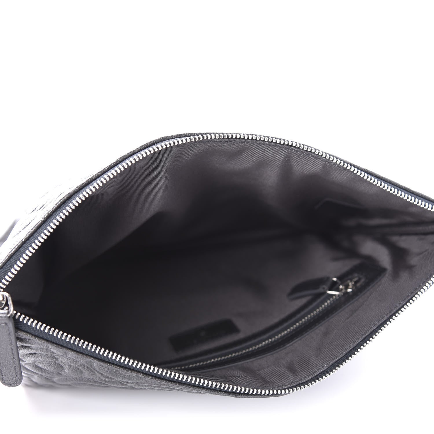 Chanel Goatskin Camellia Embossed Medium Cosmetic Case Dark Grey 5 of 10