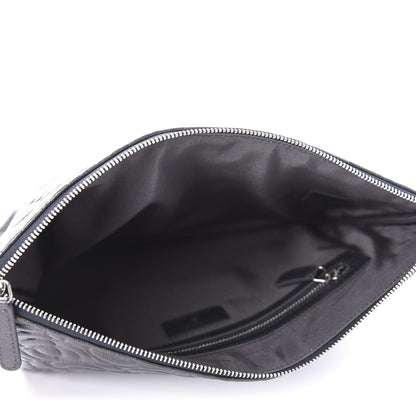 Chanel Goatskin Camellia Embossed Medium Cosmetic Case Dark Grey 5 of 10