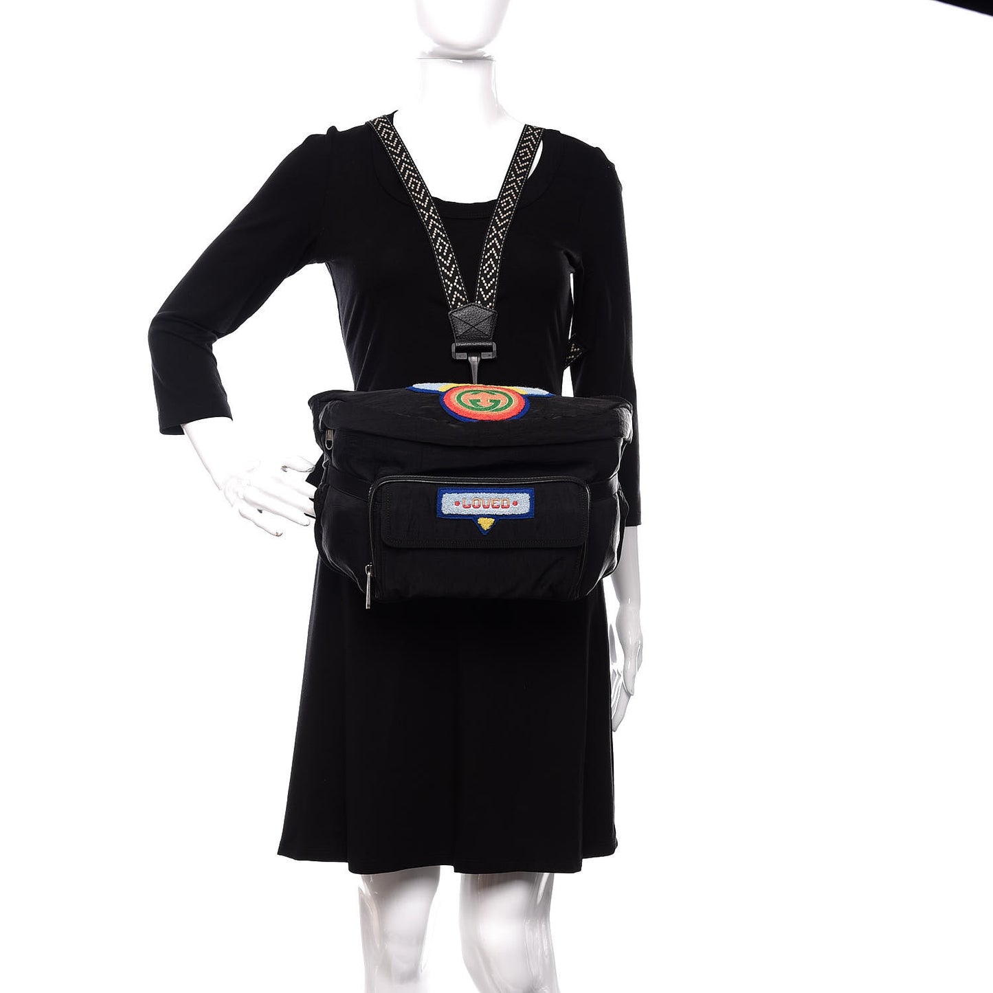 Nylon 80s Logo Patch Belt Bag Black