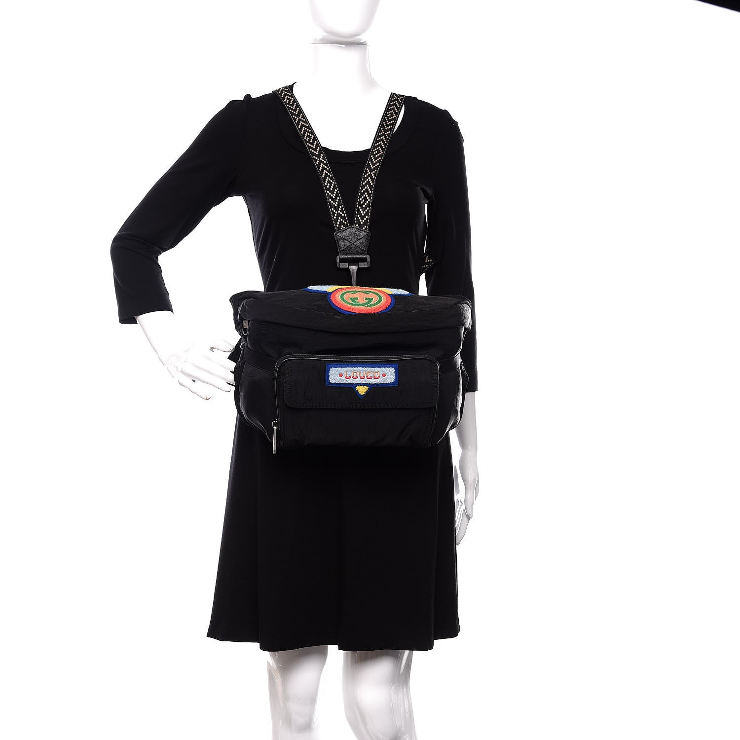 Gucci Nylon 80s Logo Patch Belt Bag Black 2 of 10