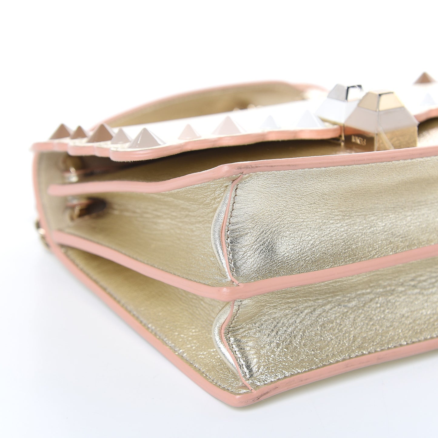 Vitello Catalan Mirror Scalloped Multi Studded Small Kan I Shoulder Bag Champagne