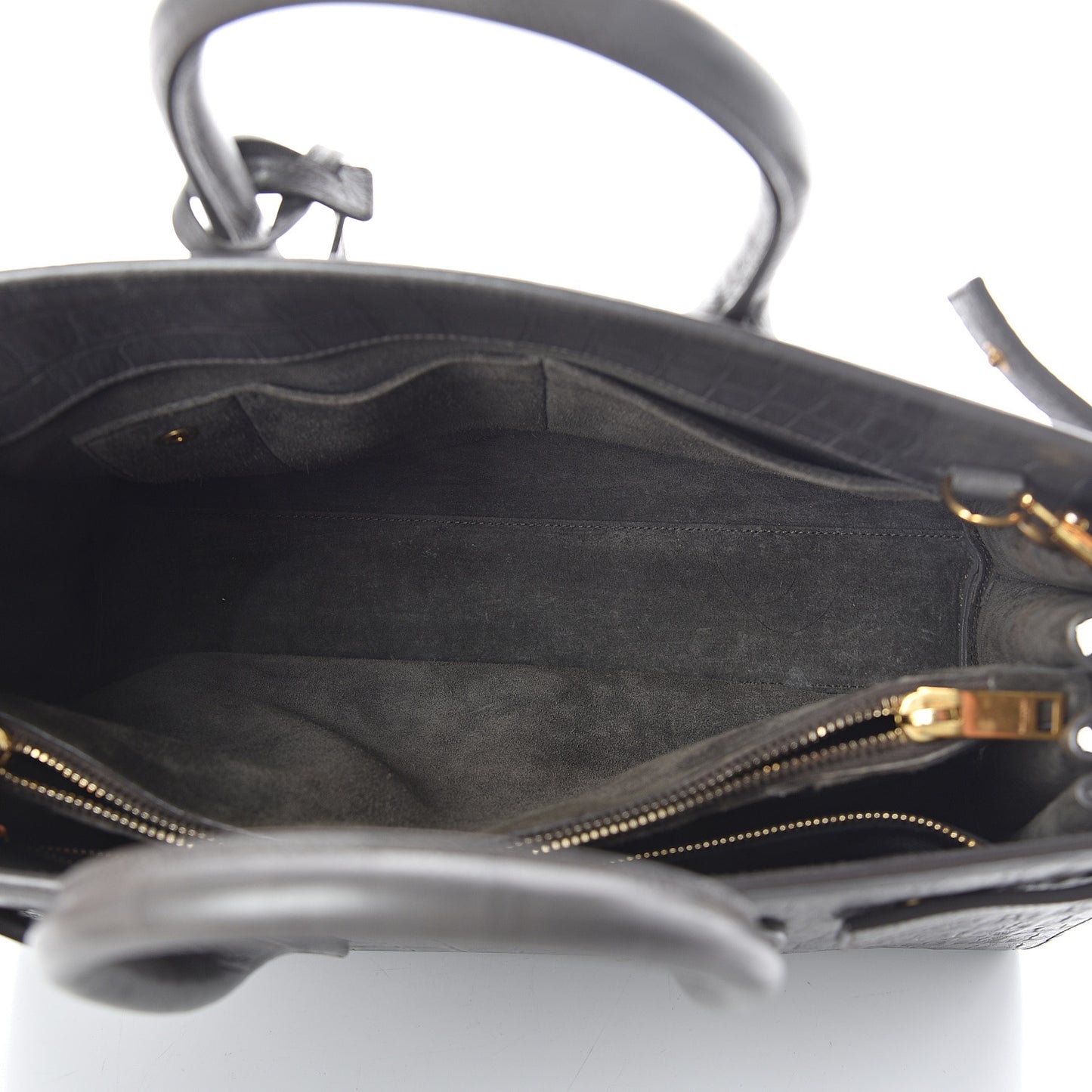 Calfskin Crocodile Embossed Small Sac De Jour Fog