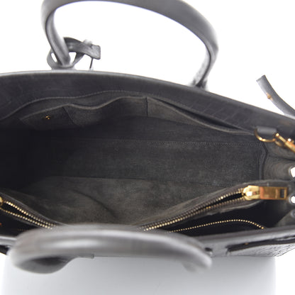 Saint Laurent Calfskin Crocodile Embossed Small Sac De Jour Fog 6 of 9