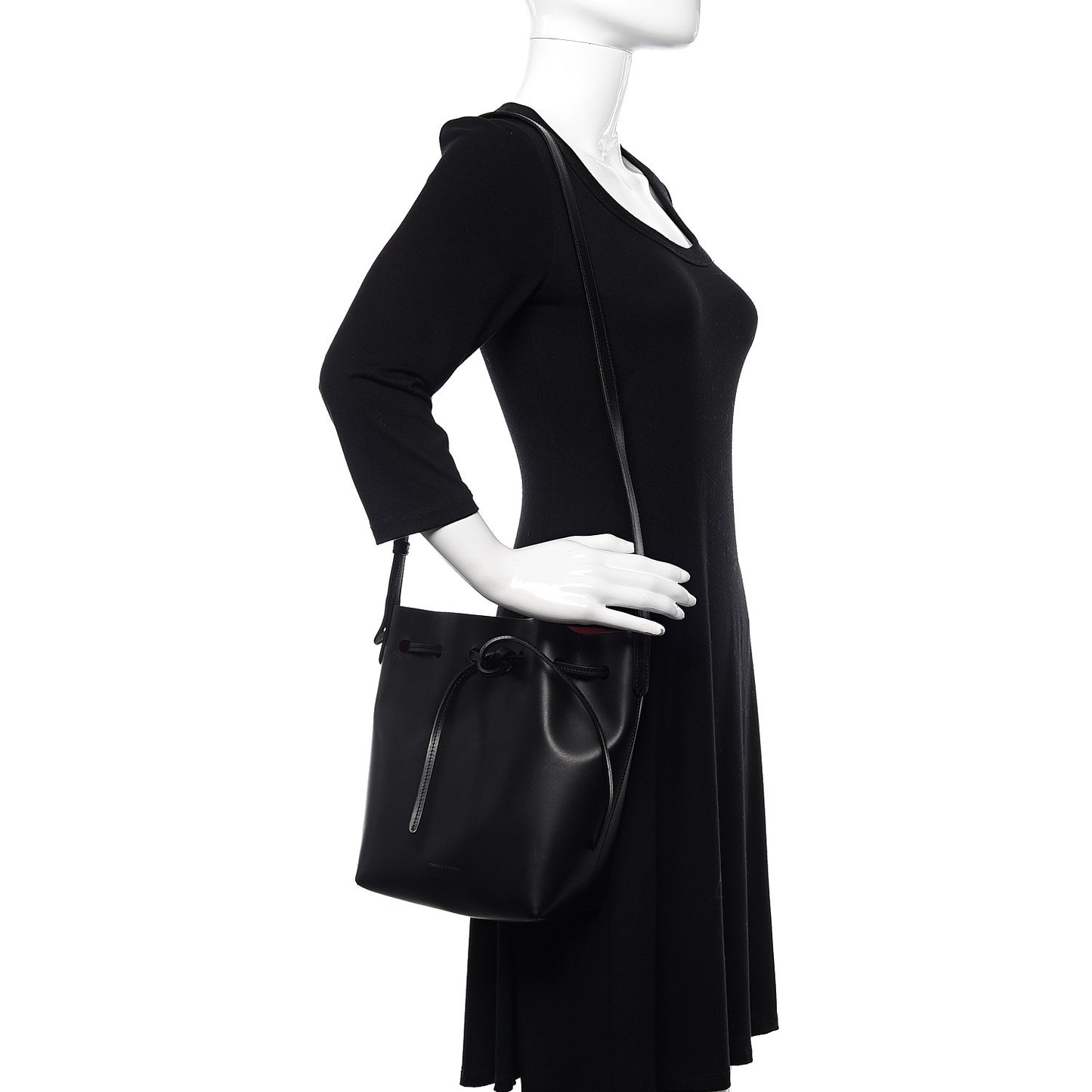 Calfskin Mini Bucket Bag Black Flamma