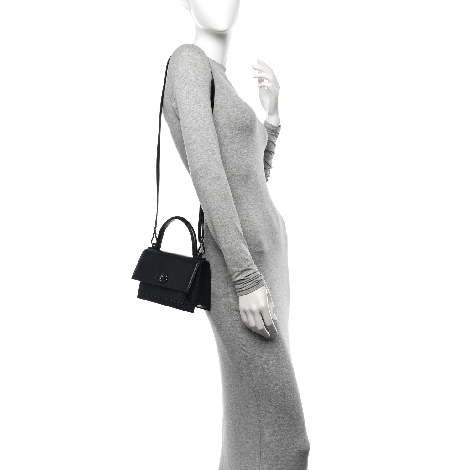 Balenciaga Box Calfskin Monochrome XS Sharp Top Handle Bag Black 2 of 13