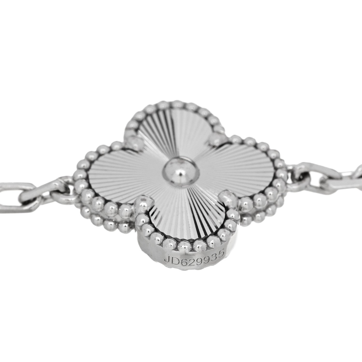 Van Cleef & Arpels 18K White Gold 5 Motifs Guilloche Vintage Alhambra Bracelet 3 of 5