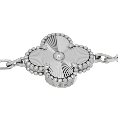 Van Cleef & Arpels 18K White Gold 5 Motifs Guilloche Vintage Alhambra Bracelet 3 of 5