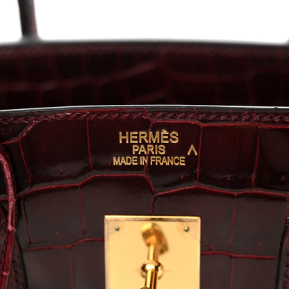 Hermes Shiny Porosus Crocodile Birkin 35 Bourgogne 6 of 13